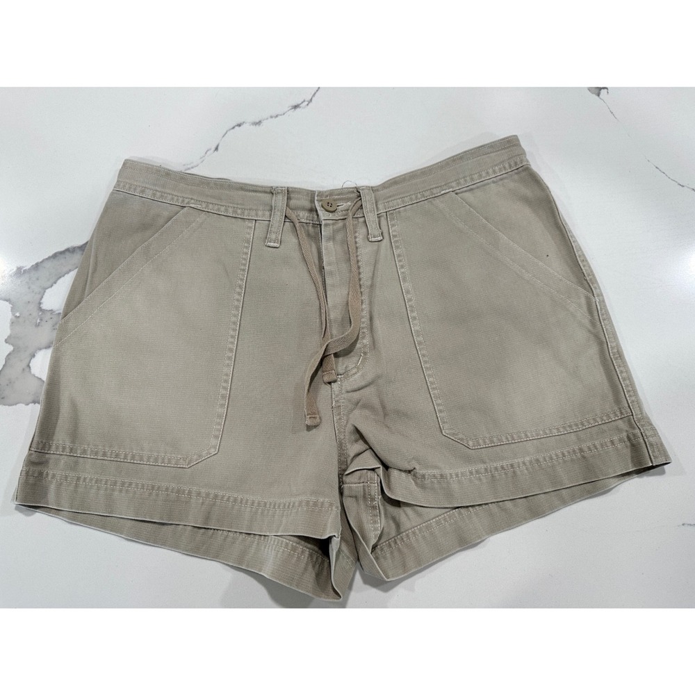 American Eagle Cargo Khakis Shorts Womens 12 Tan Beige Cotton Drawstring Utility